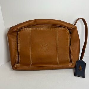 NWT Links Kings Crown Heritage Shoe Bag Brown Tan‎ Leather Zippered Travel